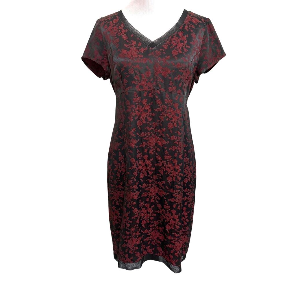 Vintage 90s Esprit Dress 7/8 Black Red Floral Whimsigoth Dark Romantic Grunge